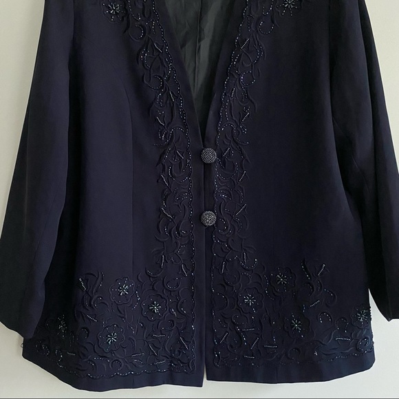Sabartini Navy Blazer with Beading Detail 20W - Picture 3 of 9